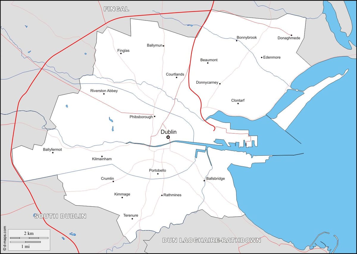 karte Dublinas apkaimē