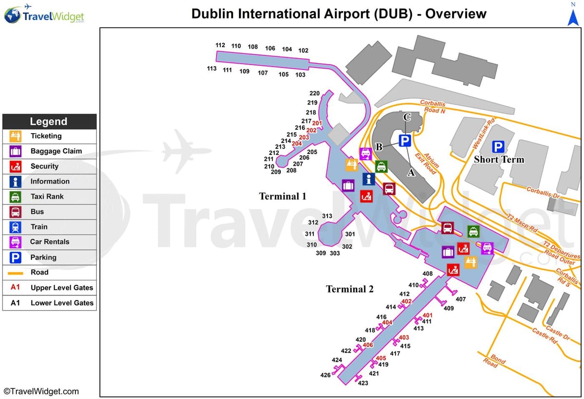 Dublinas lidostas autostāvvieta kartē