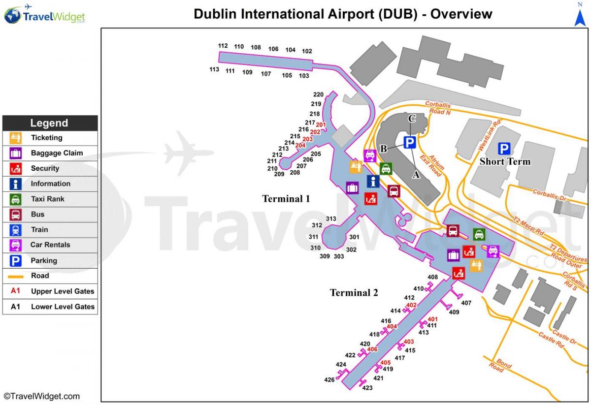 Dublinas lidostas autostāvvieta kartē