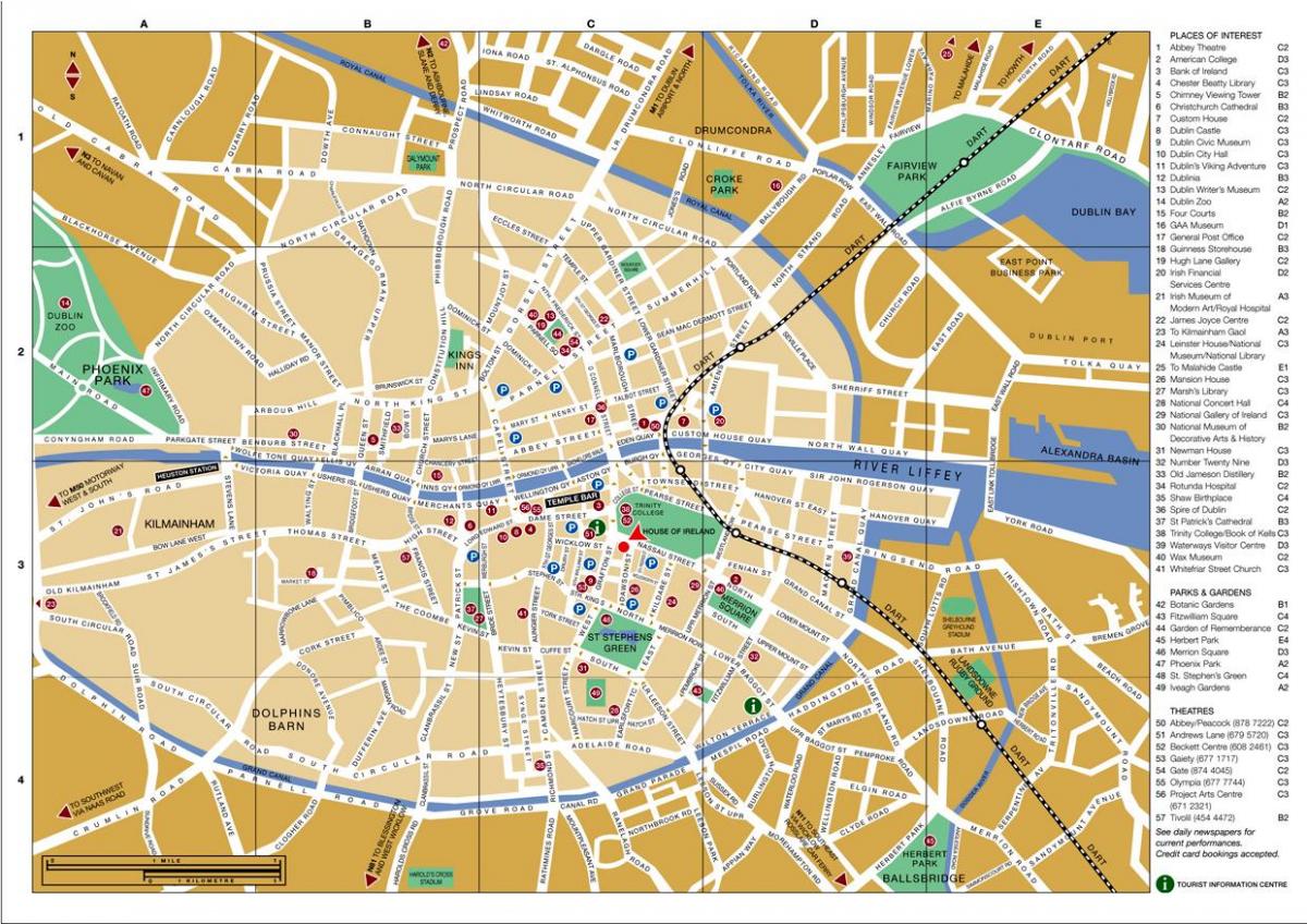 kartes Dublinas pilsētas centrs