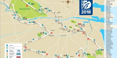 Dublinas pilsētas maratona maršruta karte
